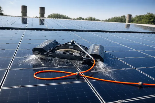 Reinigungsroboter auf einer Photovoltaikanlage
